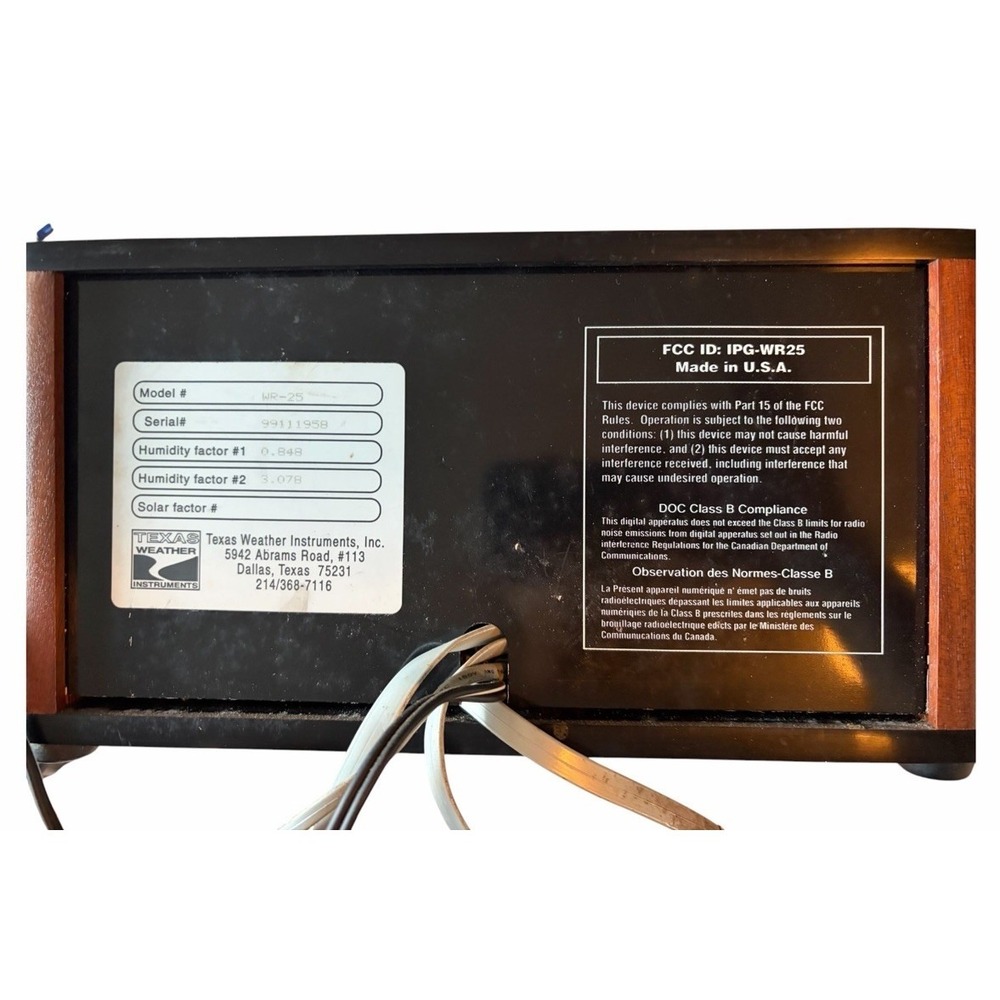 Texas Weather Instruments Weather Station WR-25 Parts / Not Tested - Picture 3 of 5